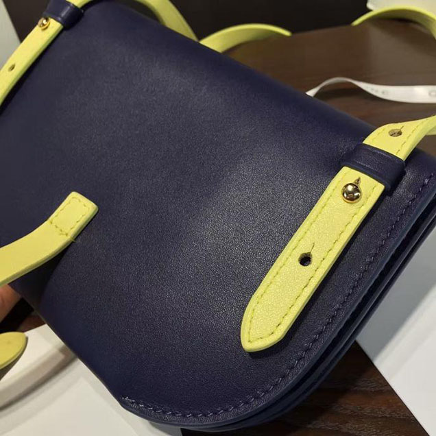 Celine Clutch on Strap Bag Grained Calfskin Pre-Fall Winter 2016 Collection Navy Yellow