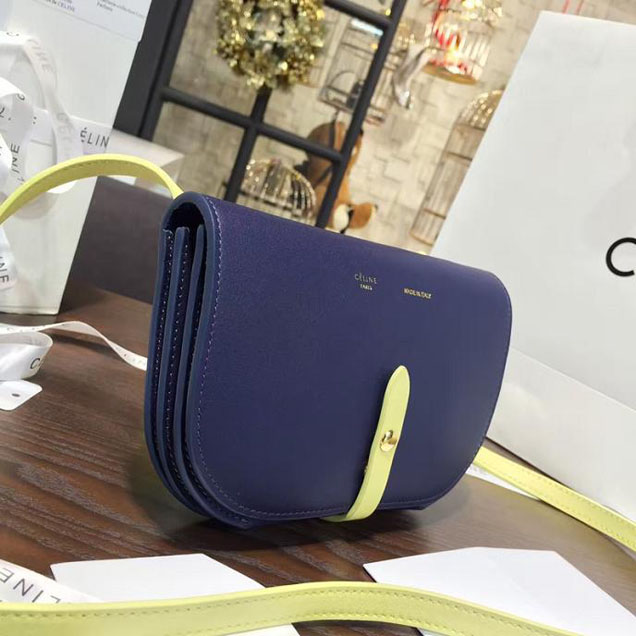 Celine Clutch on Strap Bag Grained Calfskin Pre-Fall Winter 2016 Collection Navy Yellow