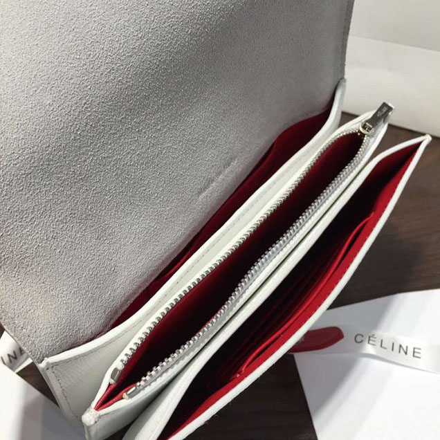 Celine Clutch on Strap Bag Grained Calfskin Pre-Fall Winter 2016 Collection White Red