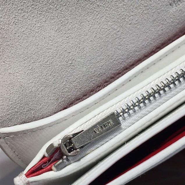 Celine Clutch on Strap Bag Grained Calfskin Pre-Fall Winter 2016 Collection White Red