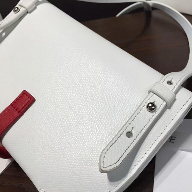 Celine Clutch on Strap Bag Grained Calfskin Pre-Fall Winter 2016 Collection White Red