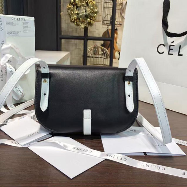 Celine Clutch on Strap Bag Grained Calfskin Pre-Fall Winter 2016 Collection Black White