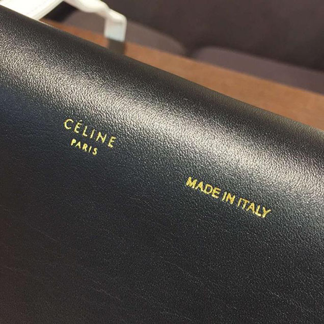 Celine Clutch on Strap Bag Grained Calfskin Pre-Fall Winter 2016 Collection Black White