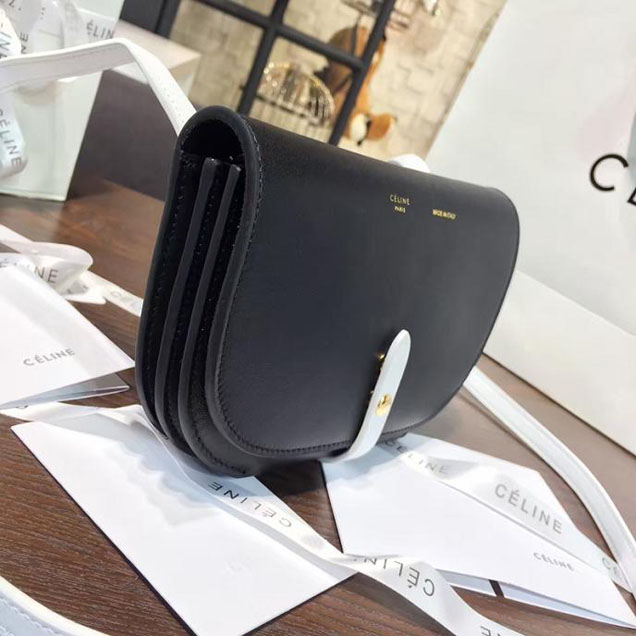 Celine Clutch on Strap Bag Grained Calfskin Pre-Fall Winter 2016 Collection Black White