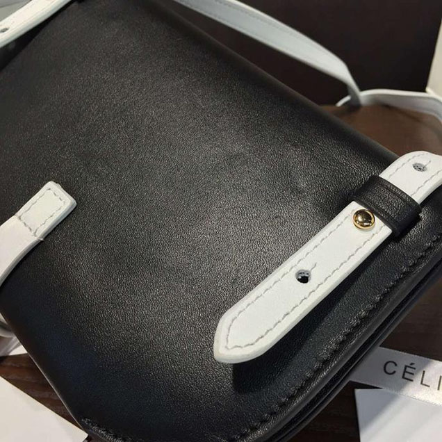 Celine Clutch on Strap Bag Grained Calfskin Pre-Fall Winter 2016 Collection Black White