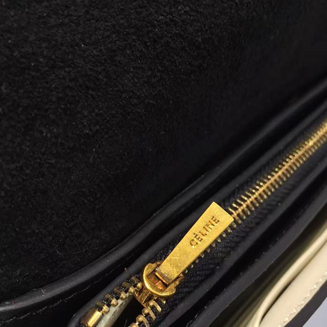 Celine Clutch on Strap Bag Grained Calfskin Pre-Fall Winter 2016 Collection Black White