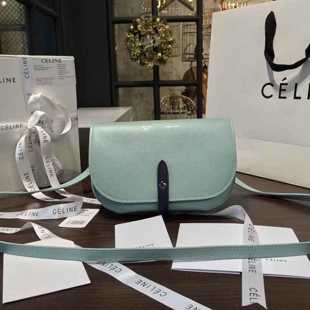 Celine Clutch on Strap Bag Grained Calfskin Pre-Fall Winter 2016 Collection Light Blue Navy