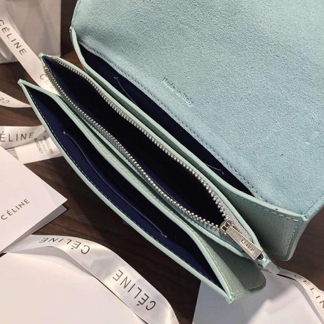 Celine Clutch on Strap Bag Grained Calfskin Pre-Fall Winter 2016 Collection Light Blue Navy