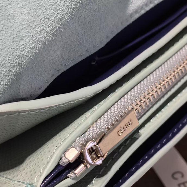 Celine Clutch on Strap Bag Grained Calfskin Pre-Fall Winter 2016 Collection Light Blue Navy