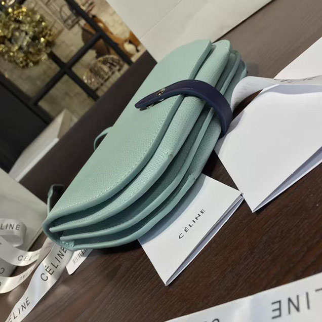 Celine Clutch on Strap Bag Grained Calfskin Pre-Fall Winter 2016 Collection Light Blue Navy
