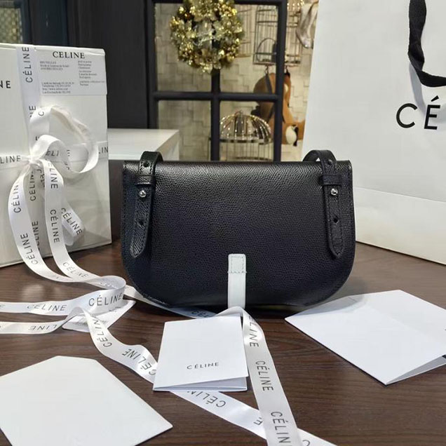 Celine Clutch on Strap Bag Grained Calfskin Pre-Fall Winter 2016 Collection Black White