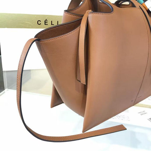 Celine Tri-Fold Shoulder Bag Smooth Calfskin Pre-Fall 2016 Collection Tan
