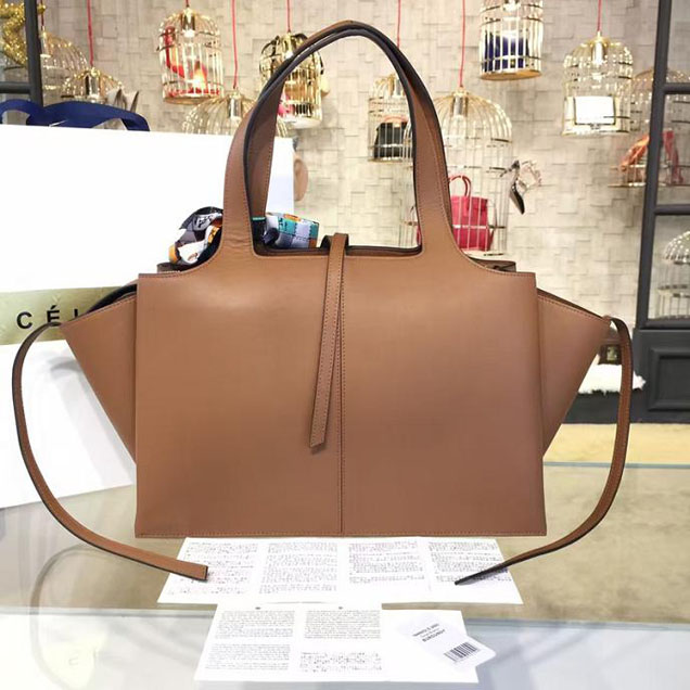 Celine Tri-Fold Shoulder Bag Smooth Calfskin Pre-Fall 2016 Collection Tan