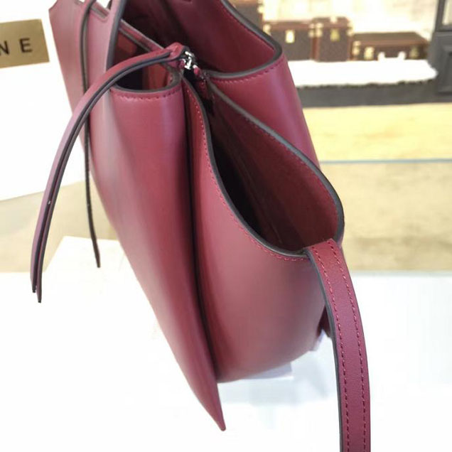 Celine Tri-Fold Shoulder Bag Smooth Calfskin Pre-Fall 2016 Collection Burgundy