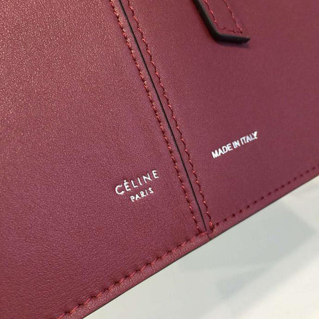 Celine Tri-Fold Shoulder Bag Smooth Calfskin Pre-Fall 2016 Collection Burgundy