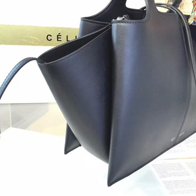 Celine Tri-Fold Shoulder Bag Smooth Calfskin Pre-Fall 2016 Collection Black
