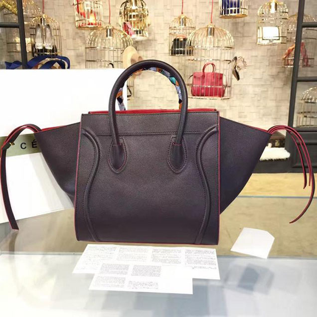 Celine Phantom Tote Bag Grained Calfskin Leather Fall Winter 2016 Collection Black with Red