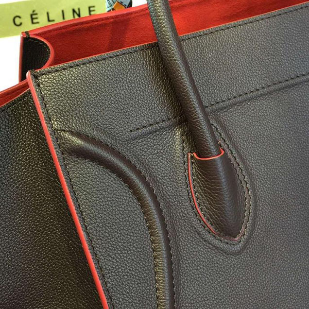 Celine Phantom Tote Bag Grained Calfskin Leather Fall Winter 2016 Collection Black with Red
