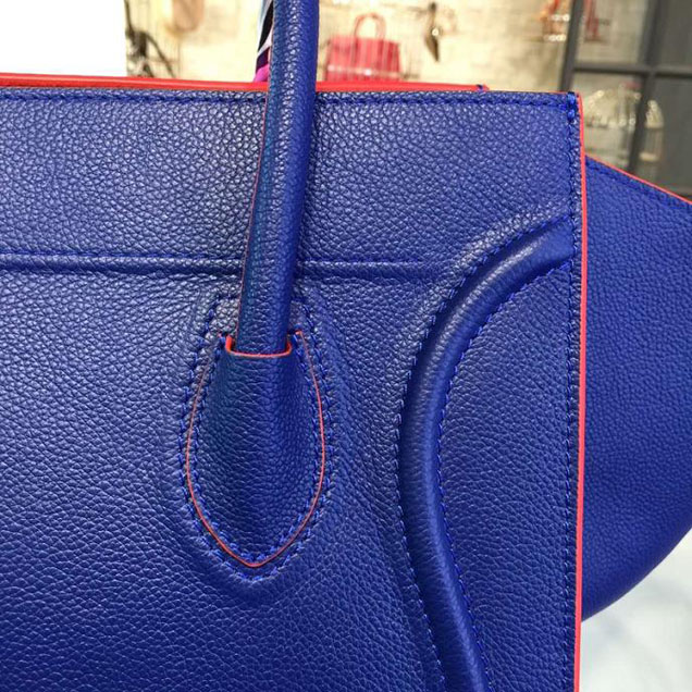Celine Phantom Tote Bag Grained Calfskin Leather Fall Winter 2016 Collection Electric Blue with Red Suede