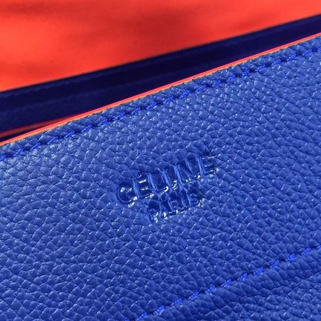 Celine Phantom Tote Bag Grained Calfskin Leather Fall Winter 2016 Collection Electric Blue with Red Suede