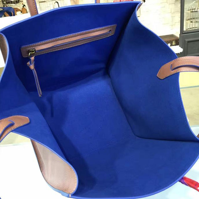 Celine Phantom Tote Bag Grained Calfskin Leather Fall Winter 2016 Collection Beige with Suede Electric Blue