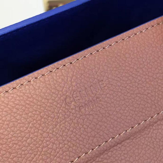 Celine Phantom Tote Bag Grained Calfskin Leather Fall Winter 2016 Collection Beige with Suede Electric Blue