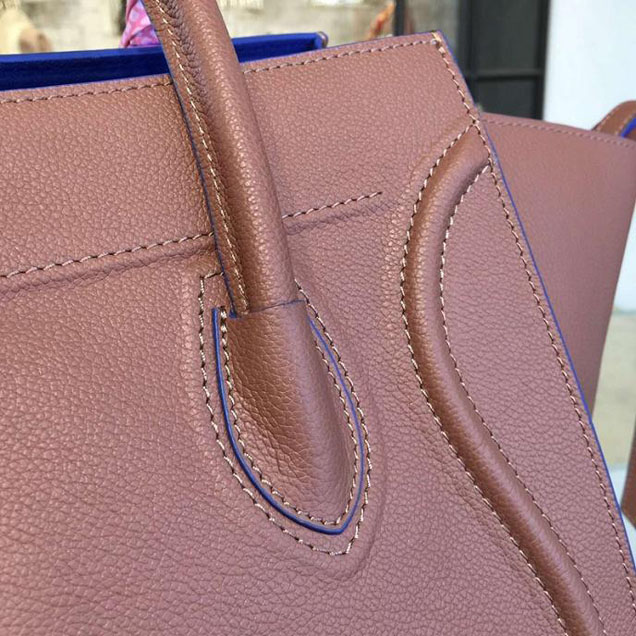 Celine Phantom Tote Bag Grained Calfskin Leather Fall Winter 2016 Collection Beige with Suede Electric Blue
