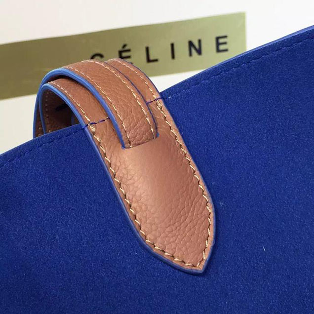 Celine Phantom Tote Bag Grained Calfskin Leather Fall Winter 2016 Collection Beige with Suede Electric Blue