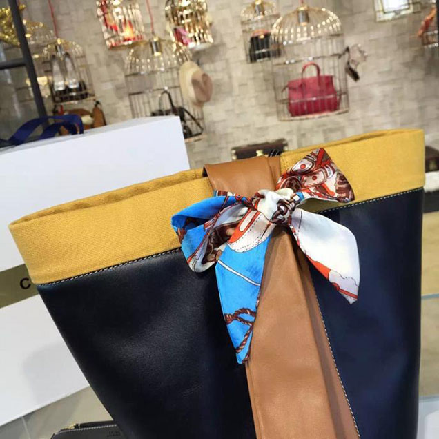 Celine Twisted Cabas Bucket Bag Calfskin Leather Fall Winter 2016 Collection Black Tan