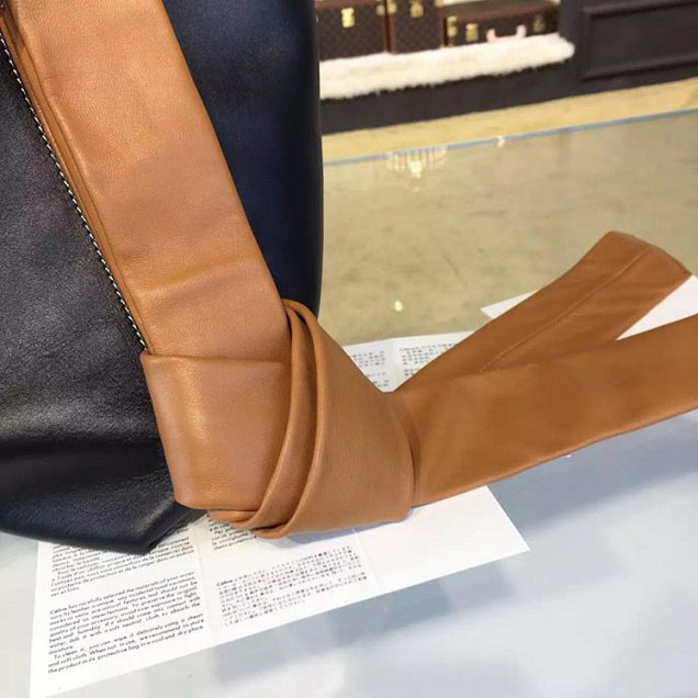 Celine Twisted Cabas Bucket Bag Calfskin Leather Fall Winter 2016 Collection Black Tan