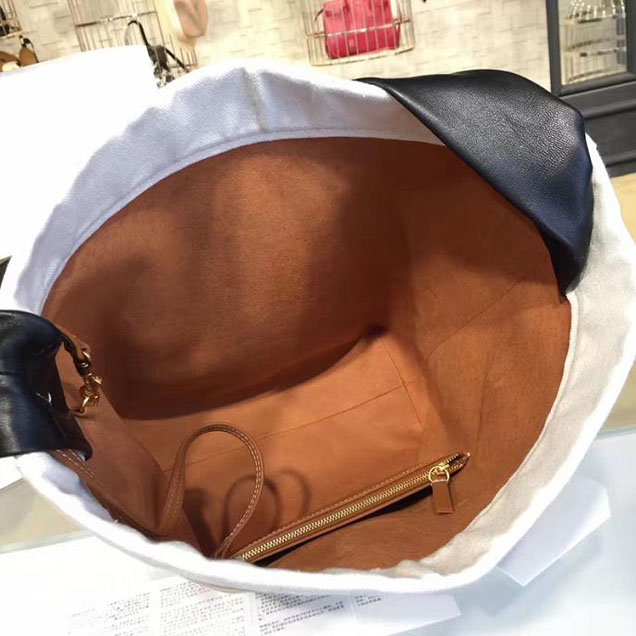 Celine Twisted Cabas Bucket Bag Calfskin Leather Fall Winter 2016 Collection Tan Black