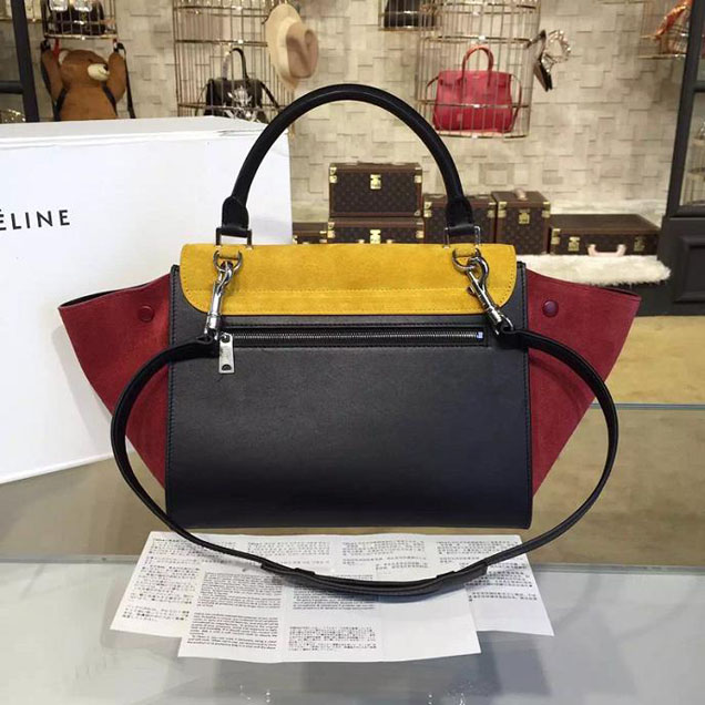 Celine Trapeze Top Handle Small Bag Smooth Calfskin with Suede Leather Pre-Fall Winter 2016 Collection Mustard Burgundy Black