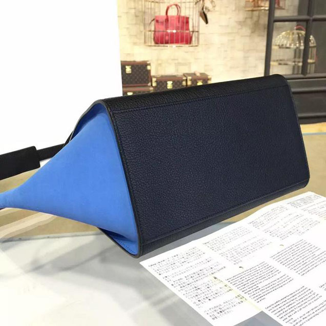 Celine Trapeze Top Handle Small Bag Smooth Calfskin with Suede Leather Pre-Fall Winter 2016 Collection Black Blue