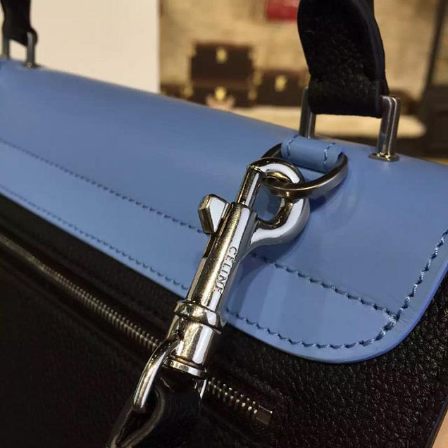 Celine Trapeze Top Handle Small Bag Smooth Calfskin with Suede Leather Pre-Fall Winter 2016 Collection Black Blue