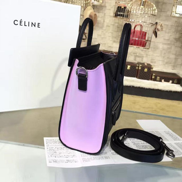 Celine Nano Luggage Bag Calfskin Leather Fall Winter 2016 Collection Multi Black Lilac Purple