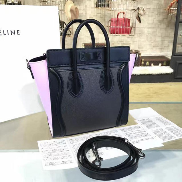Celine Nano Luggage Bag Calfskin Leather Fall Winter 2016 Collection Multi Black Lilac Purple
