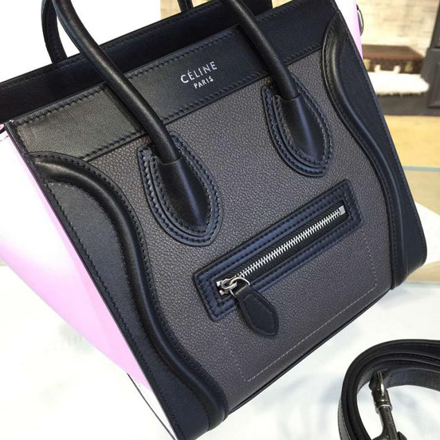 Celine Nano Luggage Bag Calfskin Leather Fall Winter 2016 Collection Multi Black Lilac Purple