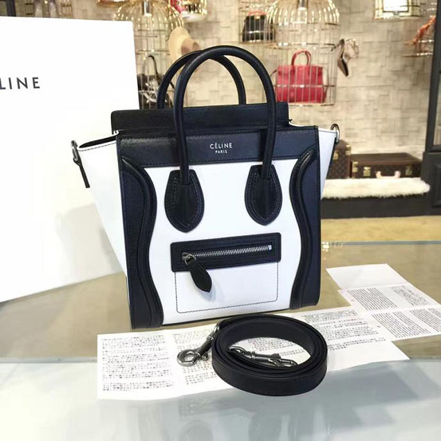 Celine Nano Luggage Bag Calfskin Leather Fall Winter 2016 Collection Multi White Black