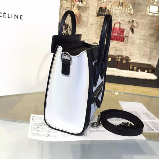 Celine Nano Luggage Bag Calfskin Leather Fall Winter 2016 Collection Multi White Black