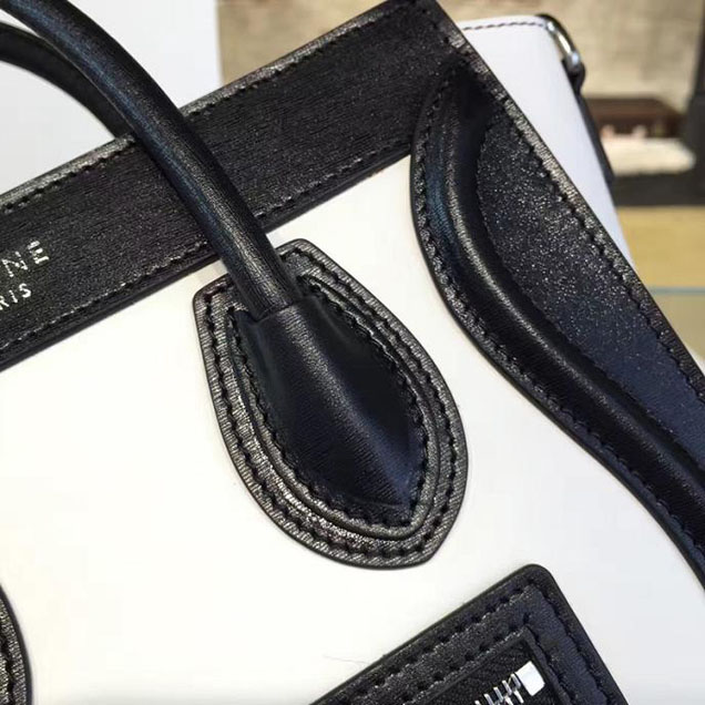 Celine Nano Luggage Bag Calfskin Leather Fall Winter 2016 Collection Multi White Black