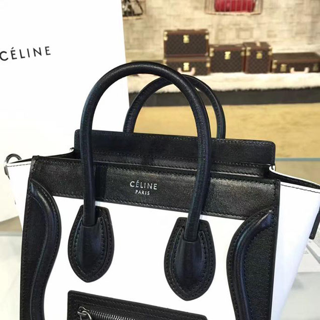 Celine Nano Luggage Bag Calfskin Leather Fall Winter 2016 Collection Multi White Black