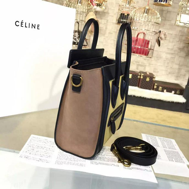 Celine Nano Luggage Bag Calfskin Leather Fall Winter 2016 Collection Multi Yellow Black Beige
