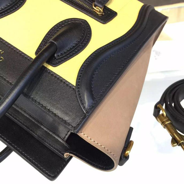 Celine Nano Luggage Bag Calfskin Leather Fall Winter 2016 Collection Multi Yellow Black Beige