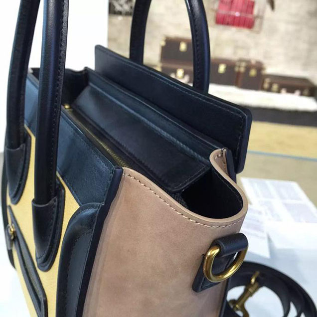 Celine Nano Luggage Bag Calfskin Leather Fall Winter 2016 Collection Multi Yellow Black Beige