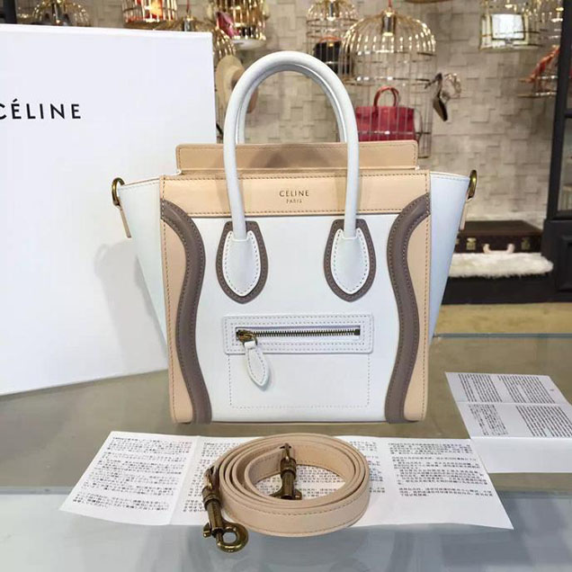 Celine Nano Luggage Bag Calfskin Leather Fall Winter 2016 Collection Multi White Beige Sand