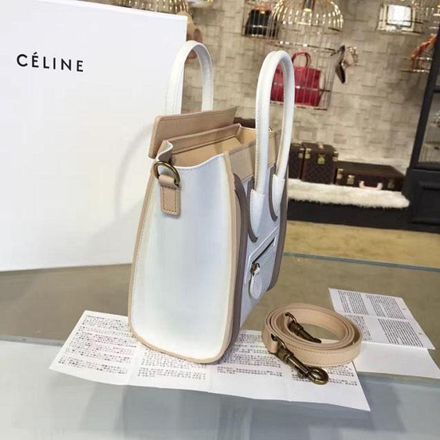 Celine Nano Luggage Bag Calfskin Leather Fall Winter 2016 Collection Multi White Beige Sand
