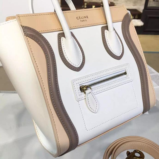 Celine Nano Luggage Bag Calfskin Leather Fall Winter 2016 Collection Multi White Beige Sand