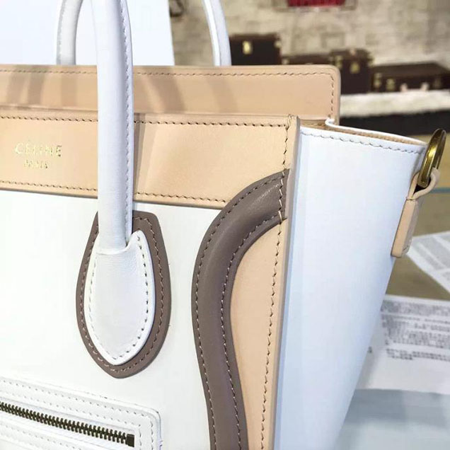 Celine Nano Luggage Bag Calfskin Leather Fall Winter 2016 Collection Multi White Beige Sand