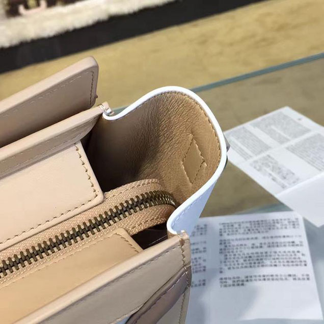 Celine Nano Luggage Bag Calfskin Leather Fall Winter 2016 Collection Multi White Beige Sand