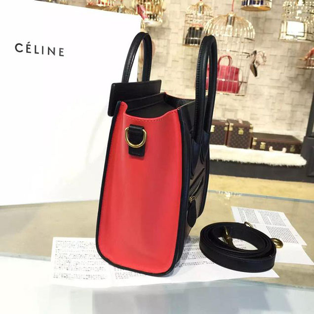 Celine Nano Luggage Bag Calfskin Leather Fall Winter 2016 Collection Multi Burgundy Red Black